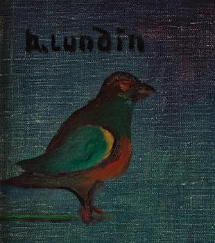 Alvar Lundin, "Flicka med katt och fågel".