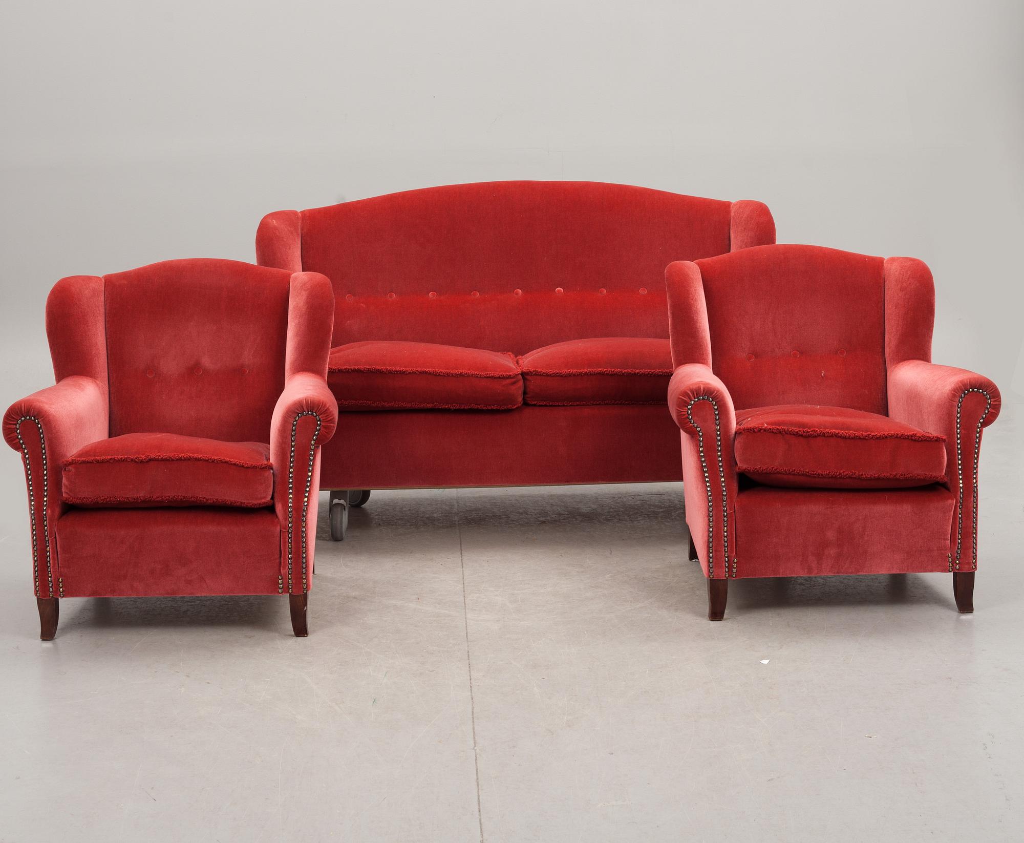 SALONGSMÖBLEMANG, 3 delar, 1900-talets mitt.