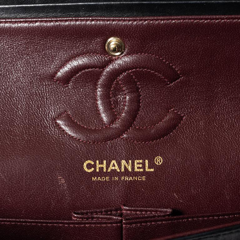 Chanel, A black leather 'Double Flap Bag Small'.
