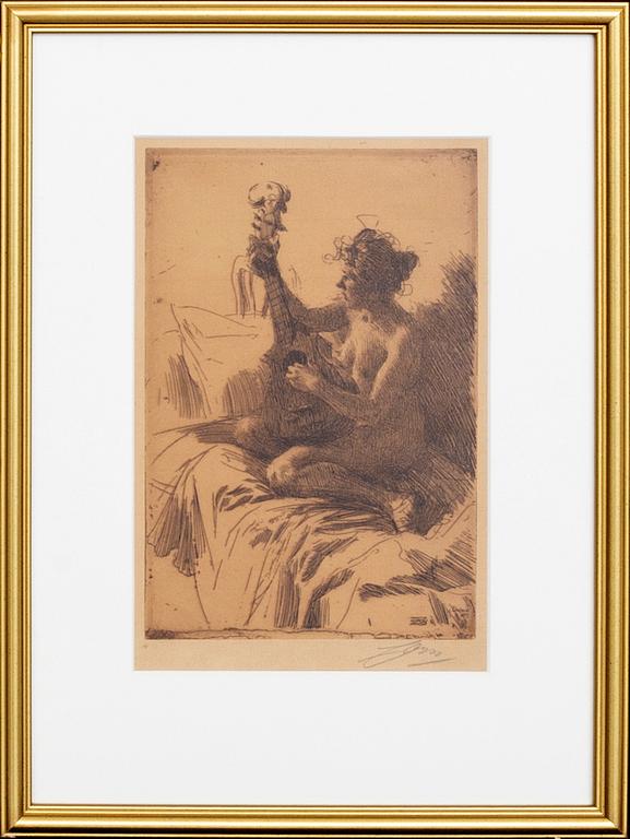 Anders Zorn, a signed etching from 1895.