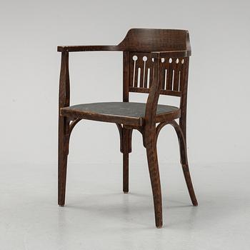 Otto Wagner, attributed to. A stained beech and oak chair, Austria, early 20th Century.