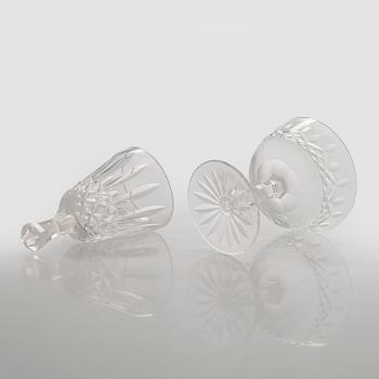 A set of 13 dessert bowls / champagne glasses, Waterford. and a table clock.