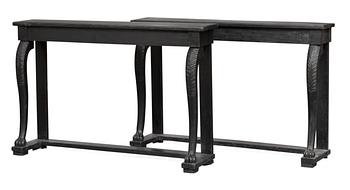 552. A pair of plant stand console tables.