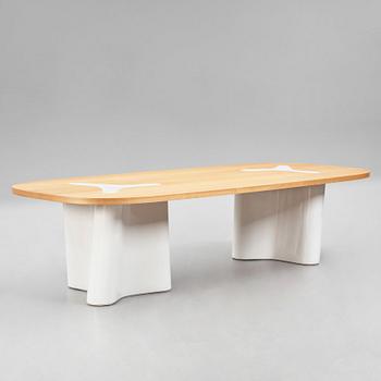 India Mahdavi, an oak and ceramic dinner table, designed for a project at Svenskt Tenn, Sweden in 2022.