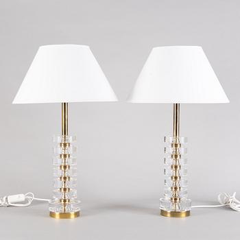 Carl Fagerlund, a pair of table lamps model "RD 1983", Orrefors, 1960s-70s.