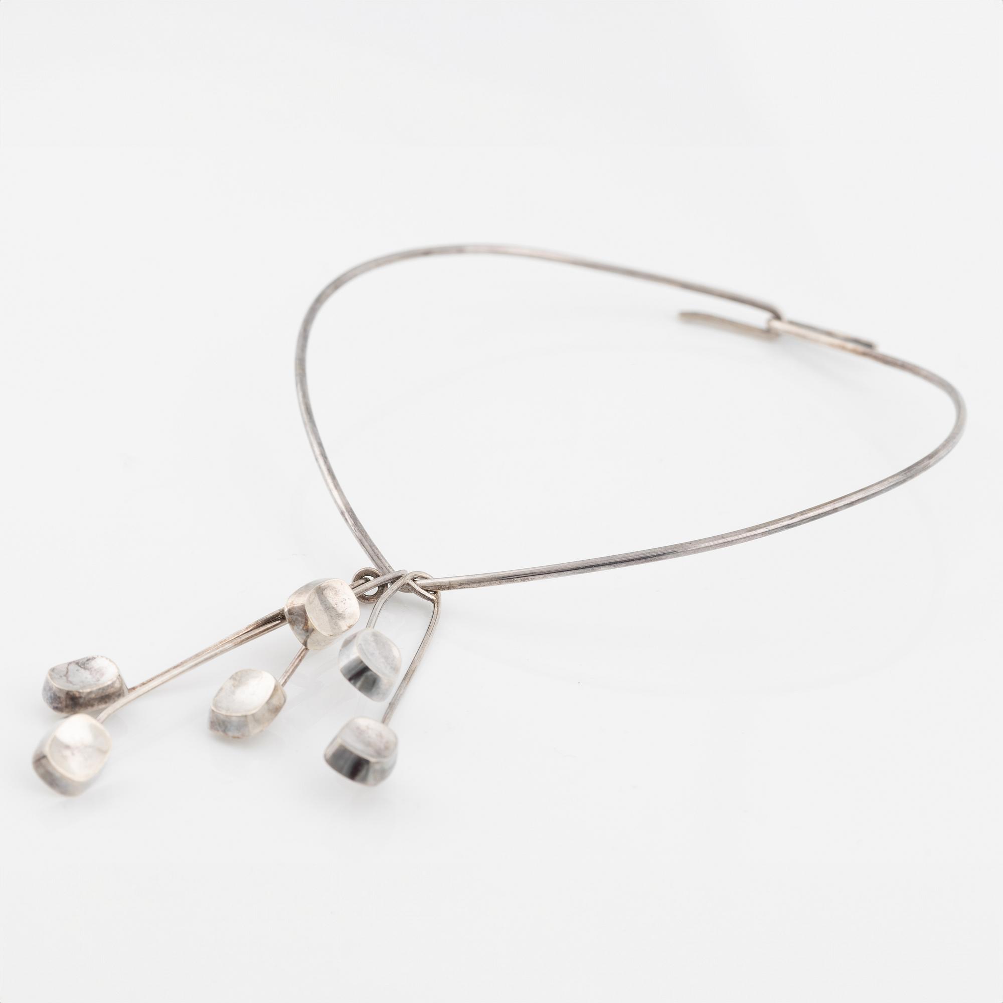 Bent Knudsen, neck ring with three pendants, sterling silver, Denmark.