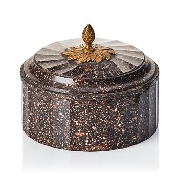 A Swedish Empire 19th century porphyry butter box.