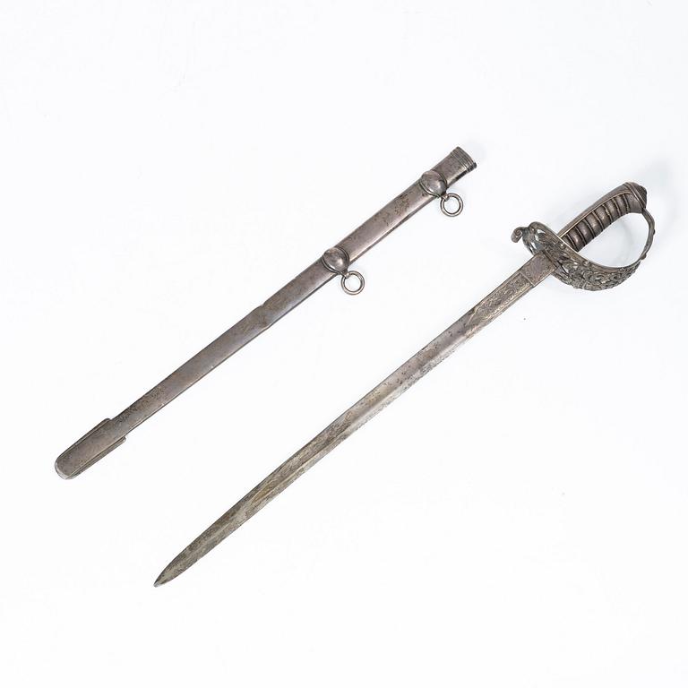 Edward H Stockwell, brevkniv i form av värja, silver, London 1873.