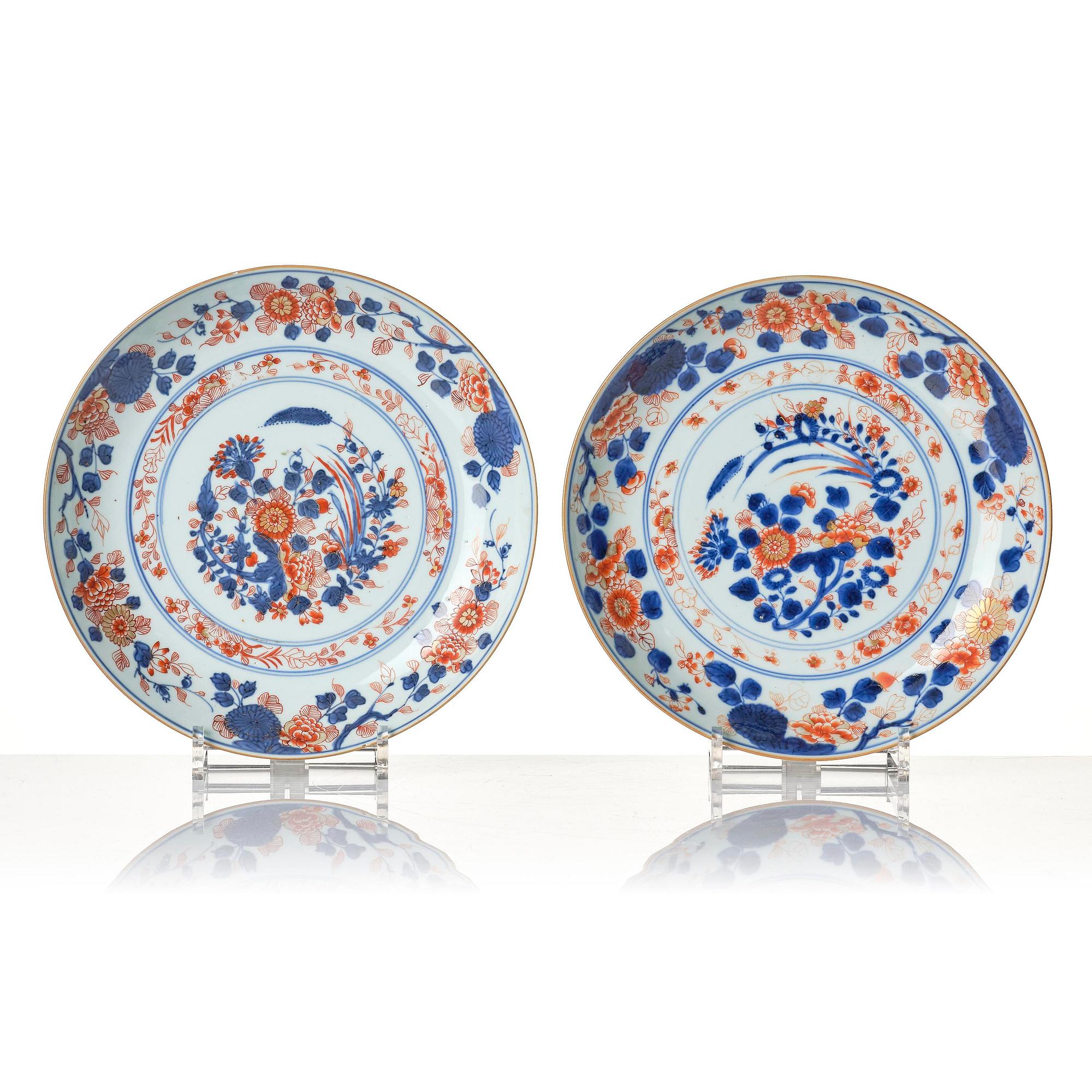 Fat, sex stycken, porslin. Qingdynastin, Kangxi (1662-1722).