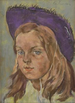 839. Lotte Laserstein, Girl with a purple hat.