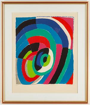 A colored litograph by Sonia Delaunay, signed and numbered 67/125.