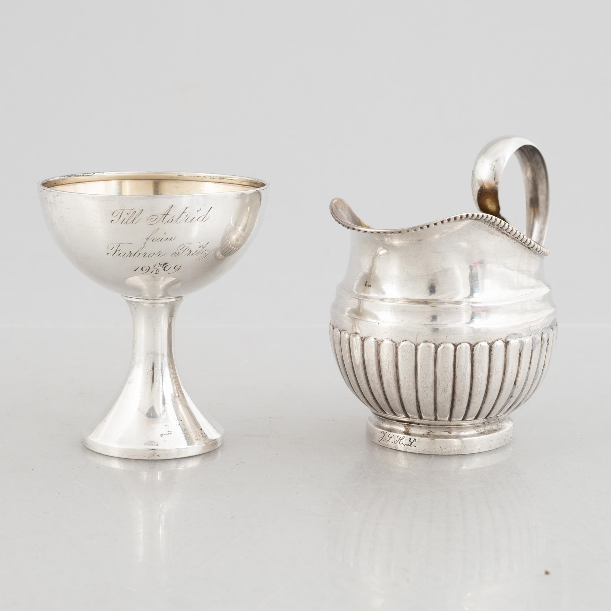 Cream jug and bowl on foot, Finland and Sweden, 19th-20th century.