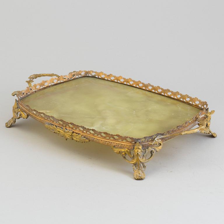 A mid 19th century onyx tray.