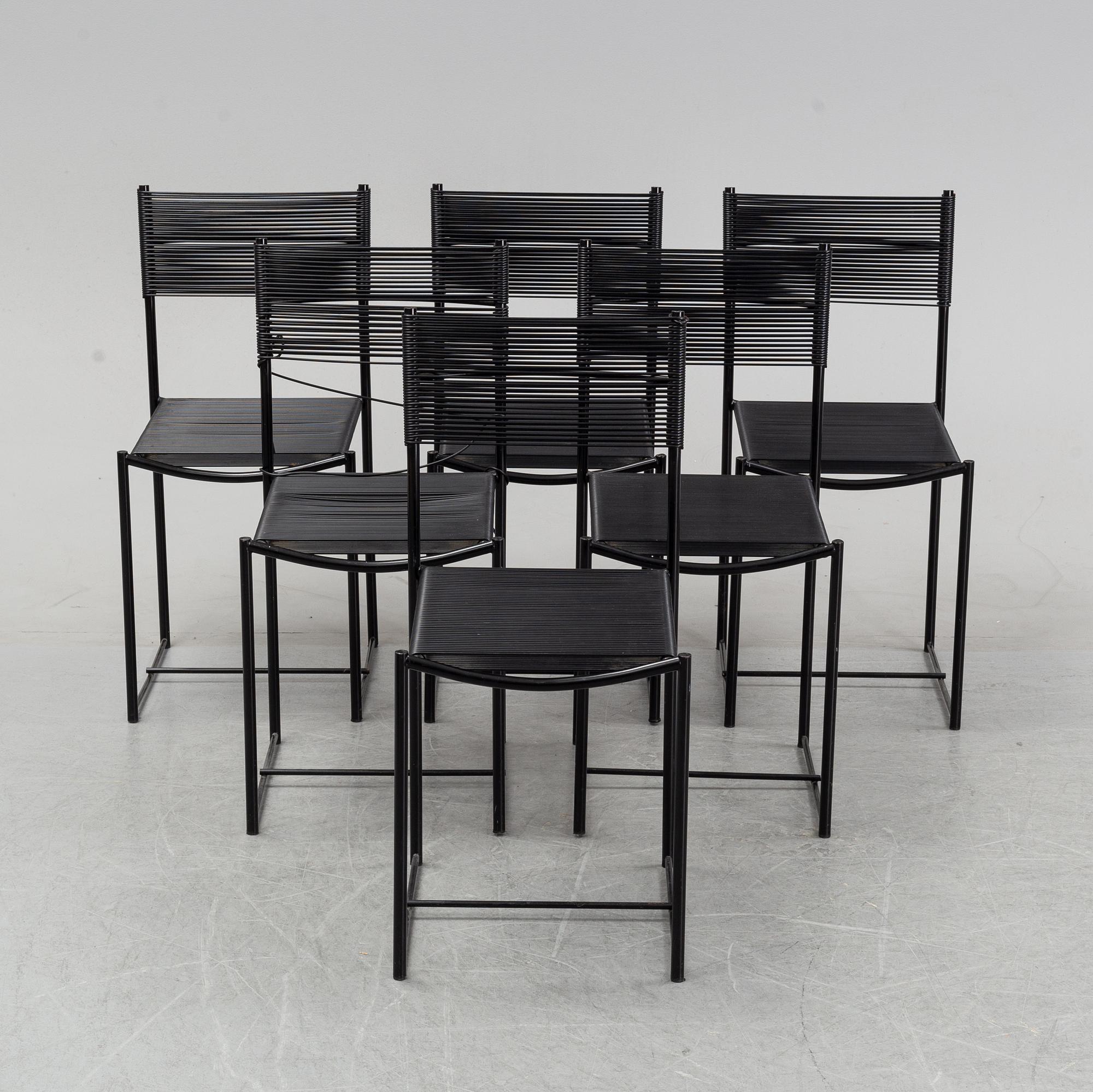 Giandomenico Belotti, six 'Spaghetti' chairs, Alias, Italy.