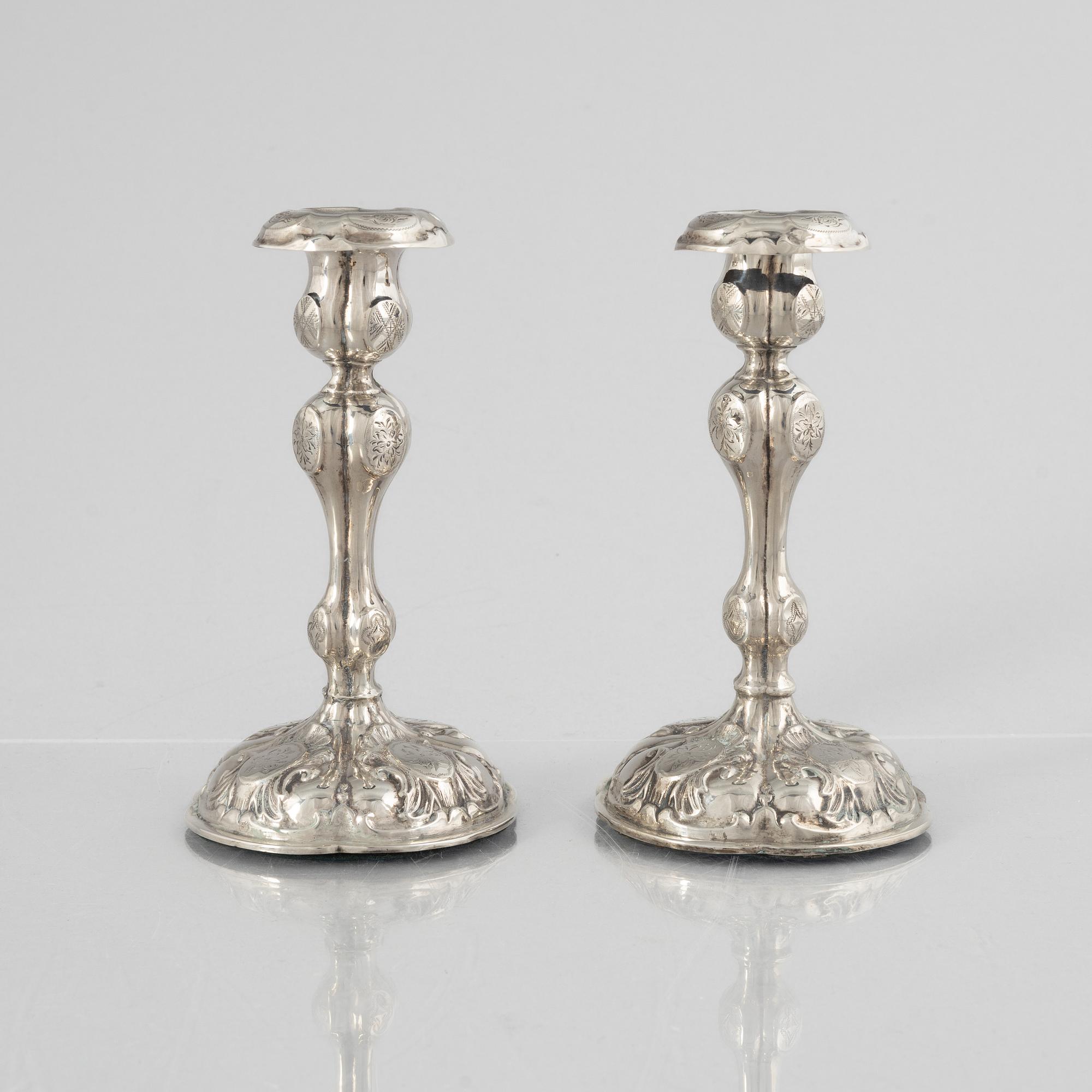 A Pair of Swedish Silver Candlesticks, mark of Markström & Co, Uppsala 1876.
