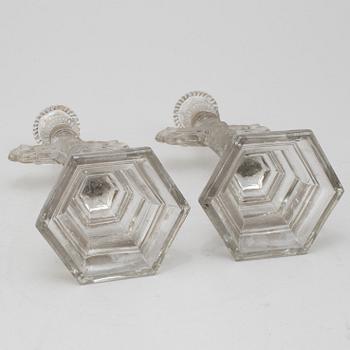 A pair of 19th century glass candlesticks.