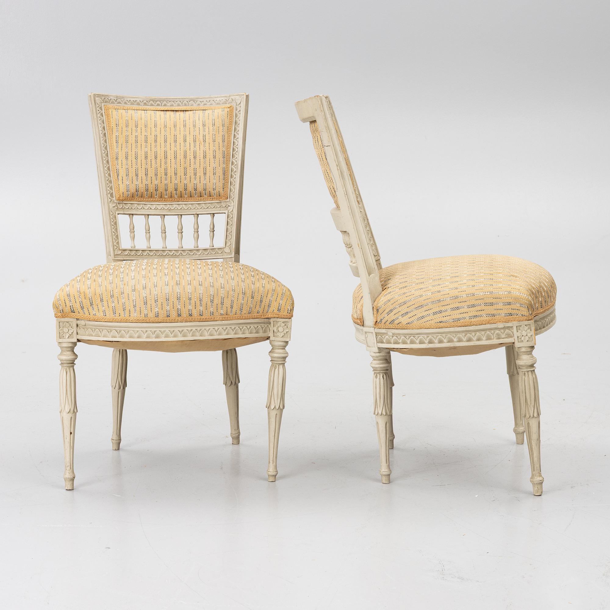 A set of four late Gustavian chairs by J. E. Höglander (master in Stockholm 1777-1813).