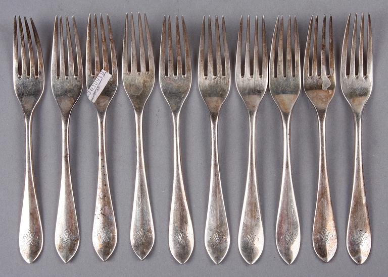 DESSERTGAFFLAR, 10 st, Jacob Engelberth Torsk Stockholm, 1900-talets början(stämplad av dottern Sigrid).