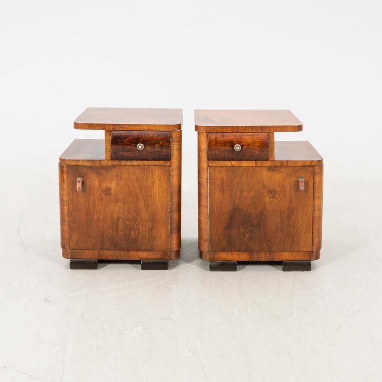 A pair of Art deco walnut bedside tables.