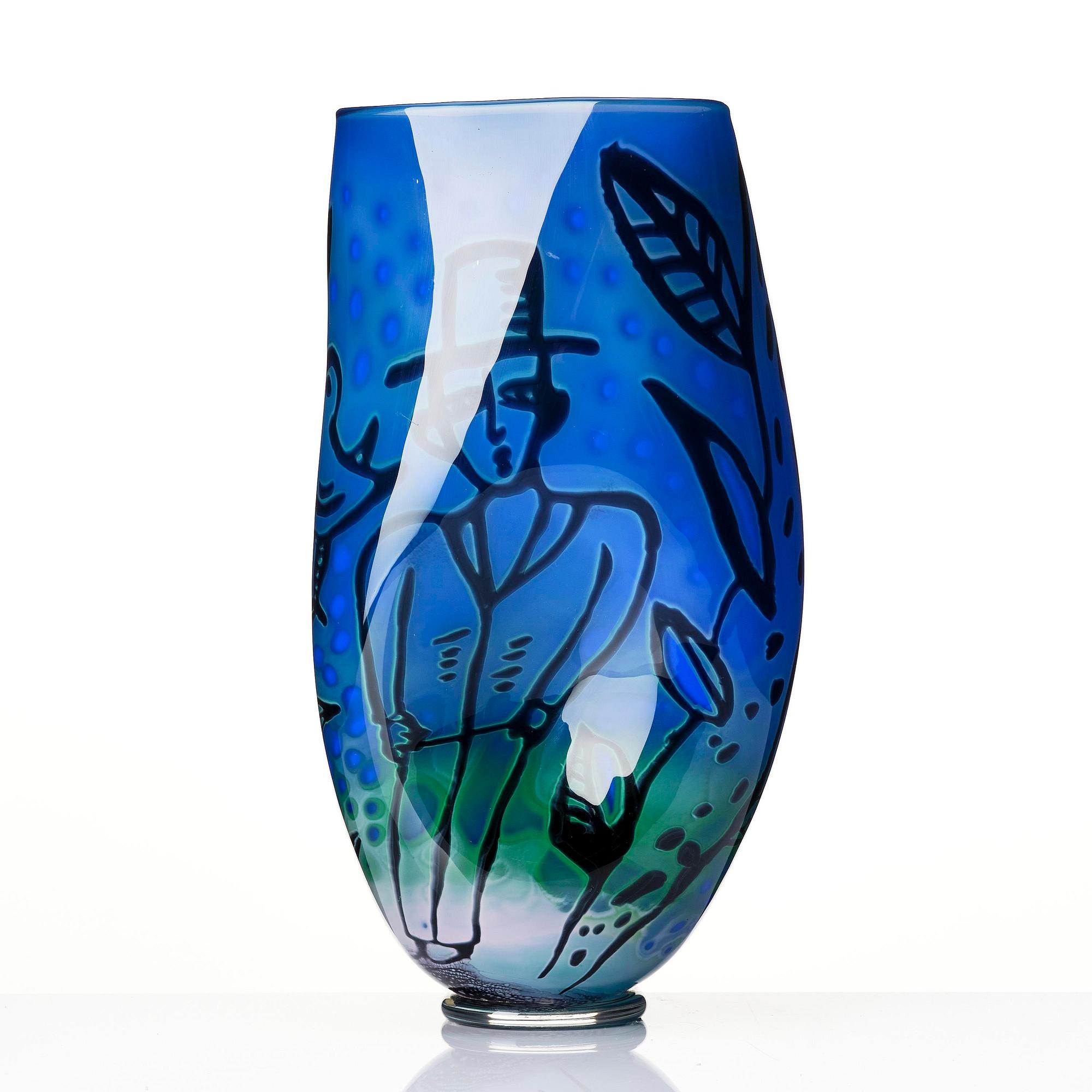 Ulrica Hydman-Vallien, a glass vase, Kosta Boda, Sweden, edition 1/10.