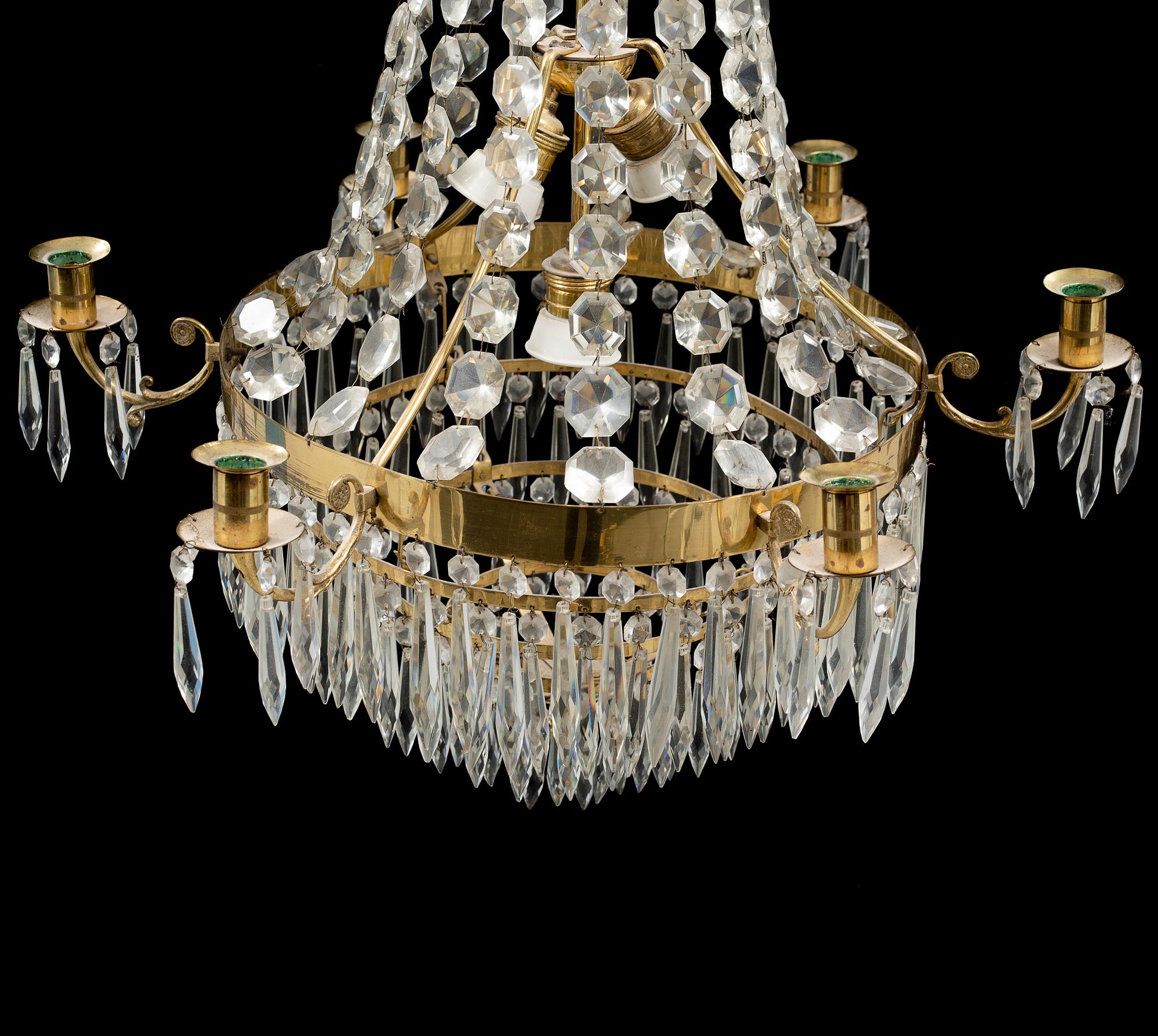 An empire style chandelier from the second half of the 20th century.