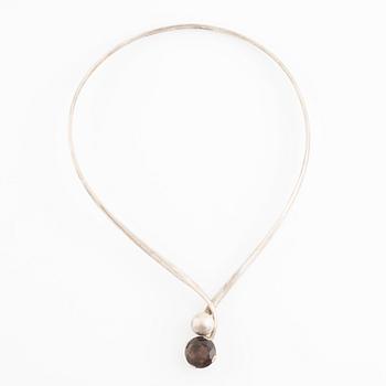 Karl-Erik Palmberg, silver neck ring with smoky quartz, Alton.