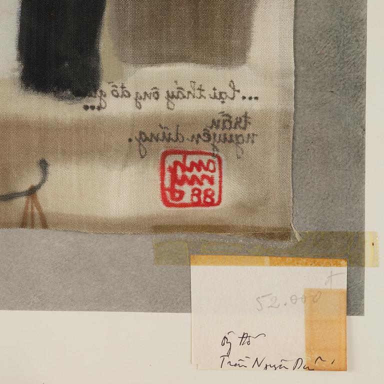 Dung Tran Nguyen, "Street image from old Hanoi"/"Image de rue du vieux Hanoï", signed and dated 1988.