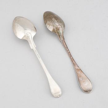 Two swedish 19th century silver serving spoons.