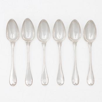 Six Swedish 18th century silver table spoons, mark of Pehr Zethelius, Stockholm 1798.