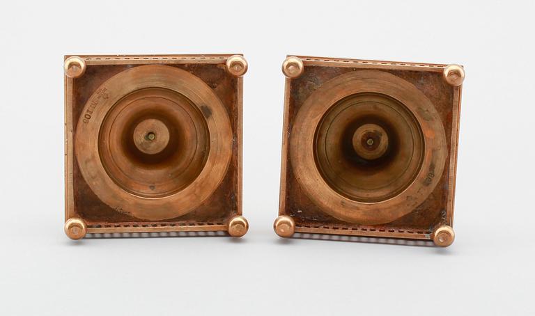 LJUSSTAKAR, 1 par, mässing, Skultuna, No 108, 1900-talets första hälft.