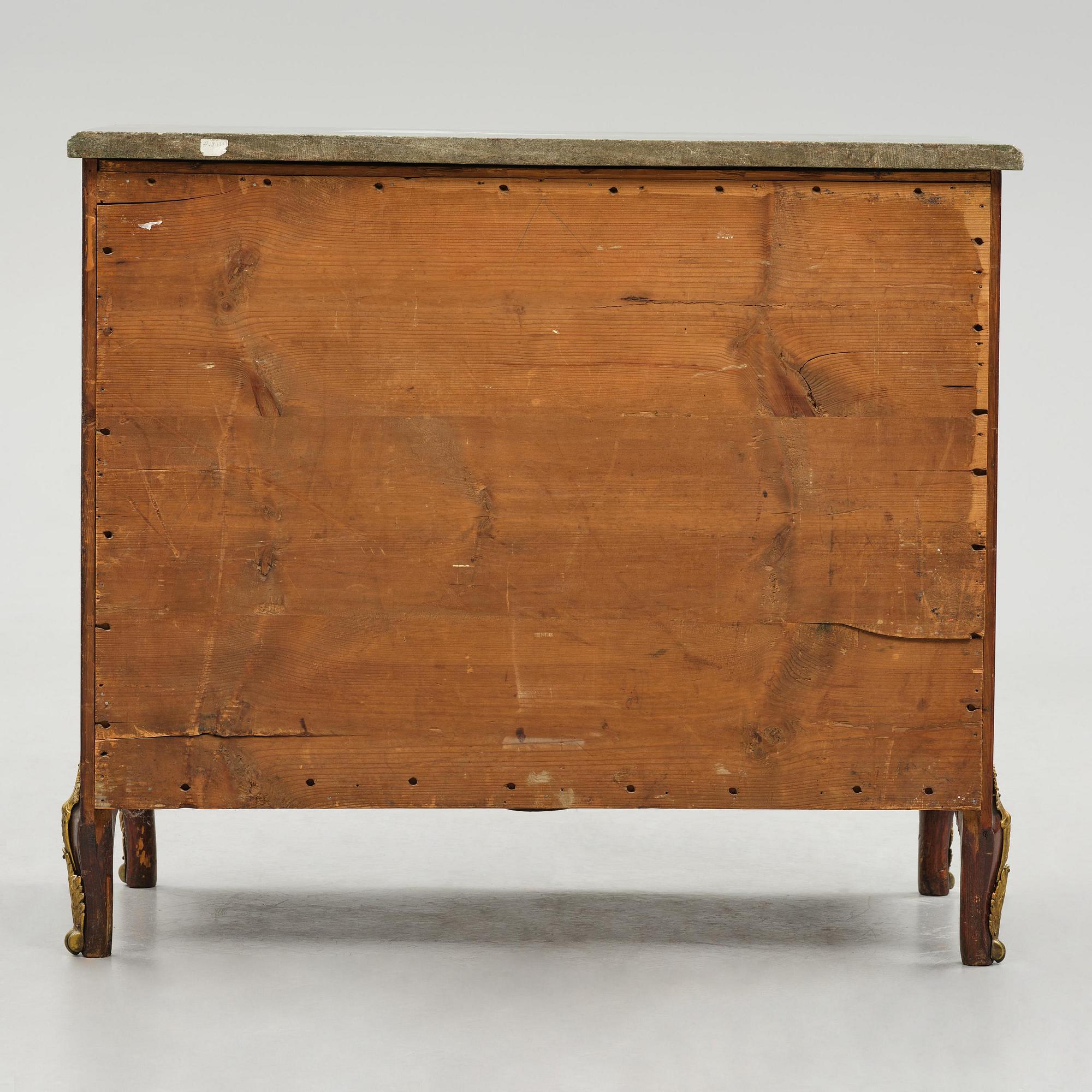 A Gustavian mahogany commode attributed to N. Dahlin (master in Stockholm 1761-87).