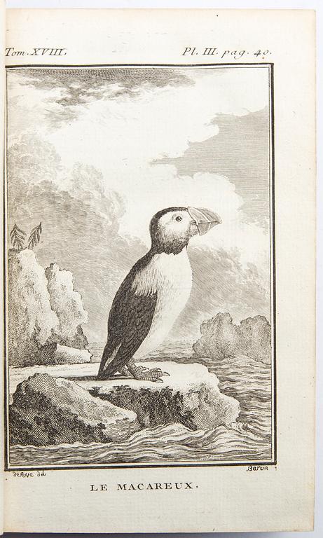 Georges-Louis Leclerc, Comte de Buffon, 'Histoire naturelle des oiseaux' 18 vol Paris 1770 - 1785.