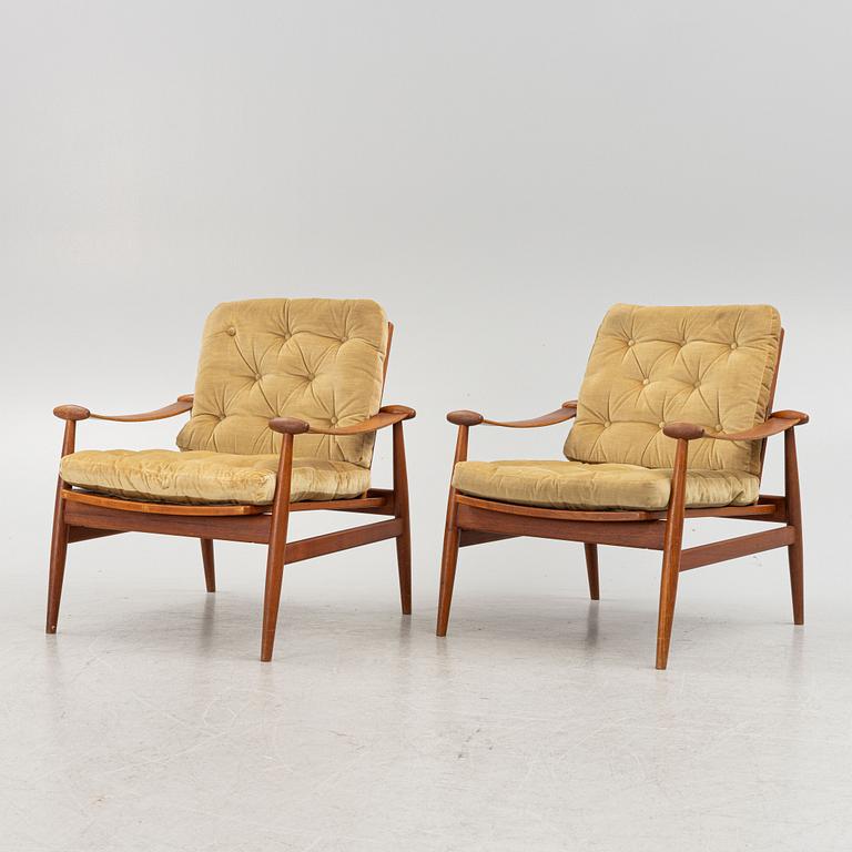 Finn Juhl, armchairs, a pair, "Spadestolen" / "Model 133", France & Son, Denmark, 1950s.