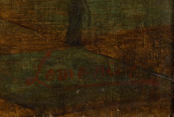 OKÄND KONSTNÄR, olja på duk, 1800-tal, otydligt signerad Lemonier.