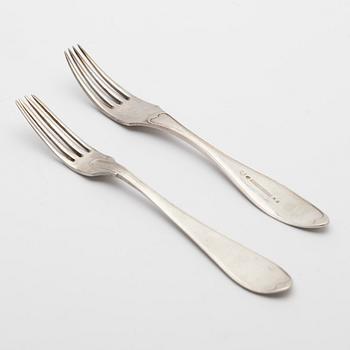 Table forks, 18 pcs, silver, 19th century.