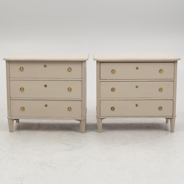 A pair of Gustavian style chest of drawers, mid 20th Century.