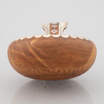 Lars Levi Sunna, a birch an reindeer horn cup signed.