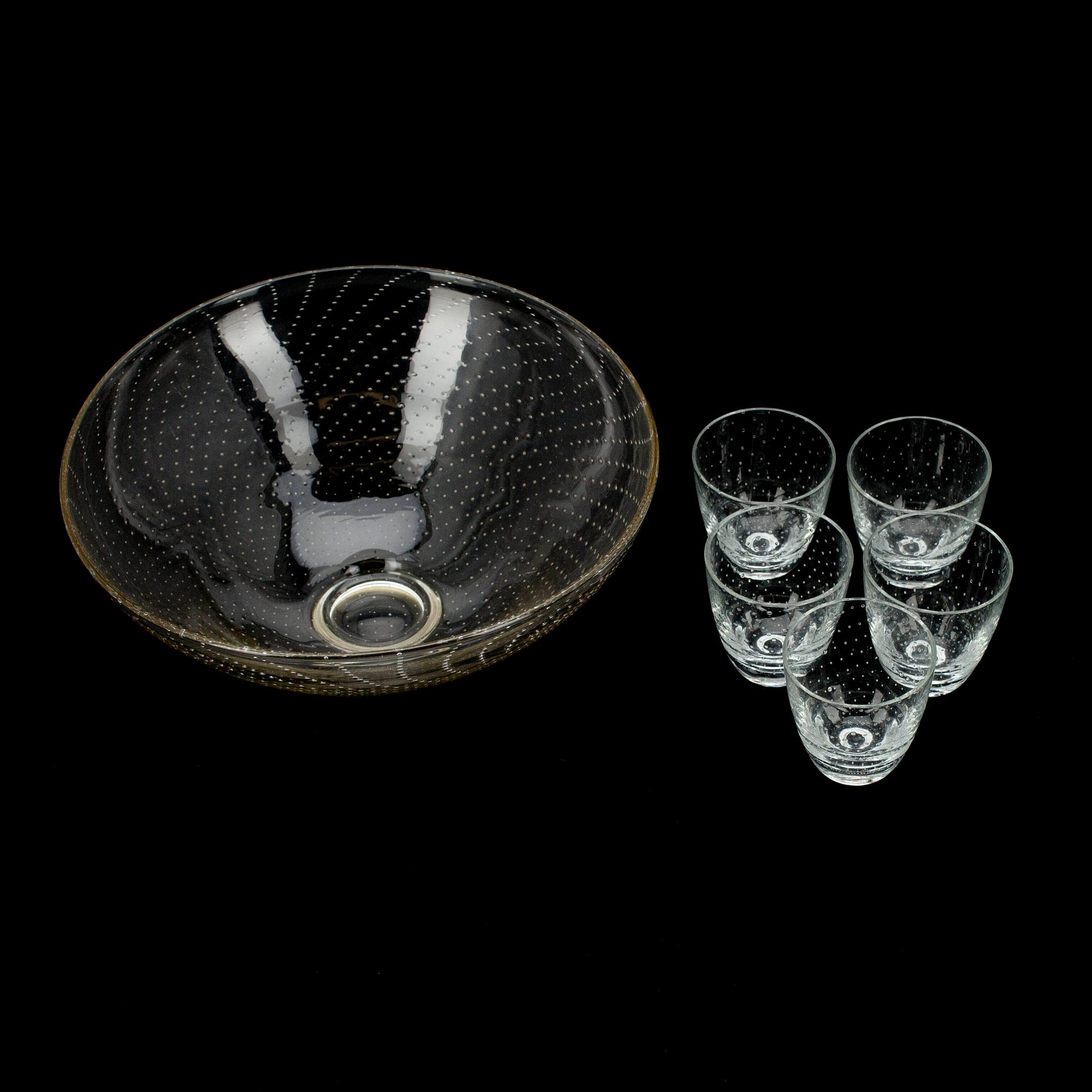 SKÅL OCH GLAS, 5 st, glas, signerade G. Nyman.
