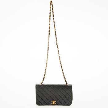 CHANEL Black Lambskin Single Full Flap Bag.
