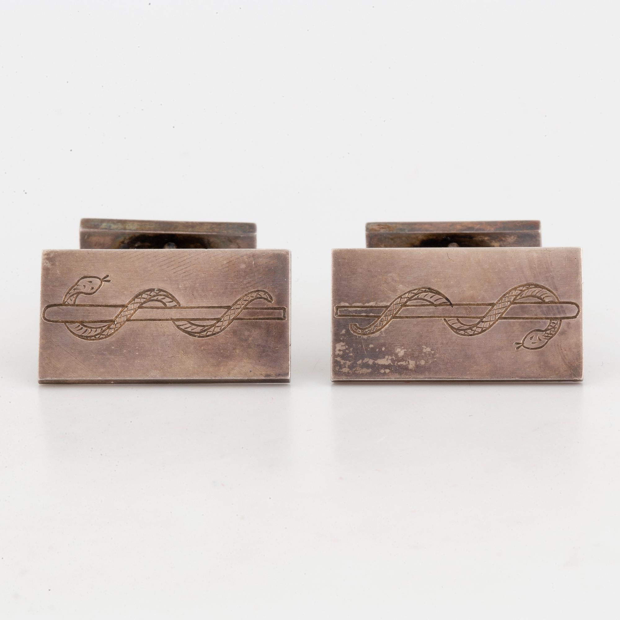WIWEN NILSSON, manschettknappar, ett par, sterlingsilver. Lund 1955.