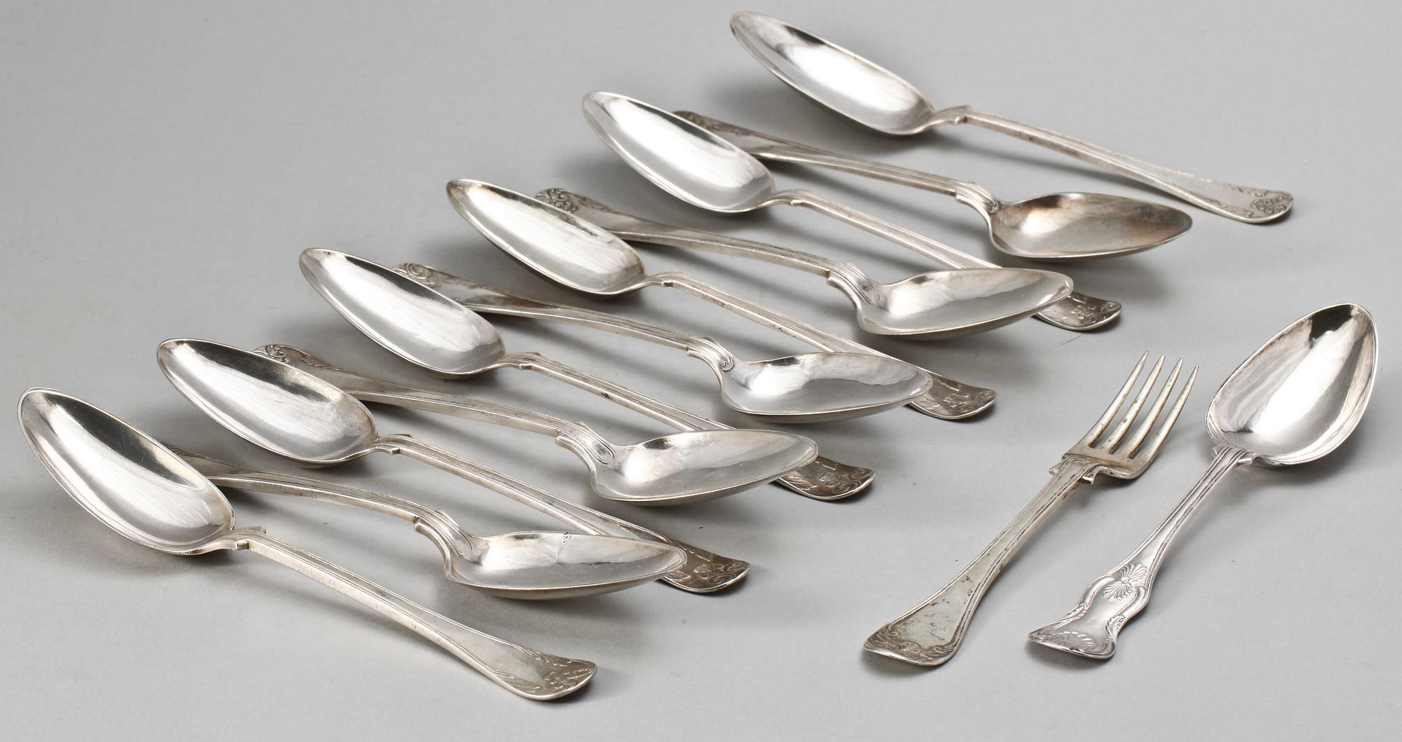 BESTICK, 13 st, silver. 1800-talets slut. Vikt ca 800 gr.