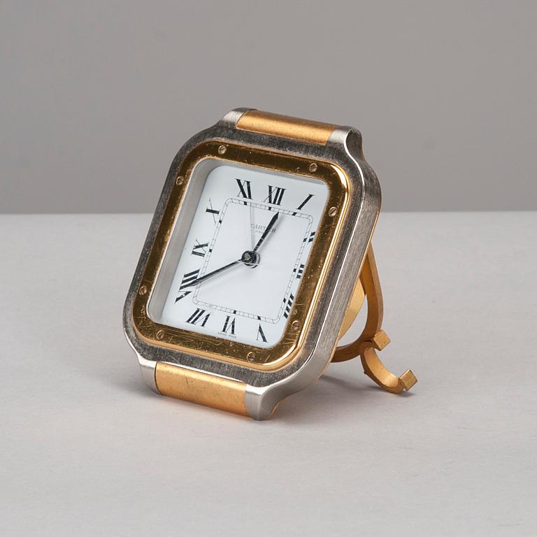 HERÄTYSKELLO, terästä ja kullattu, Cartier, 1900-luvun loppu.