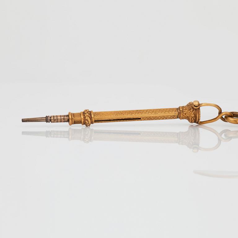 A Swedish 19th century gold chatelaine, Gabriel Dahlgren, Stockholm 1855.