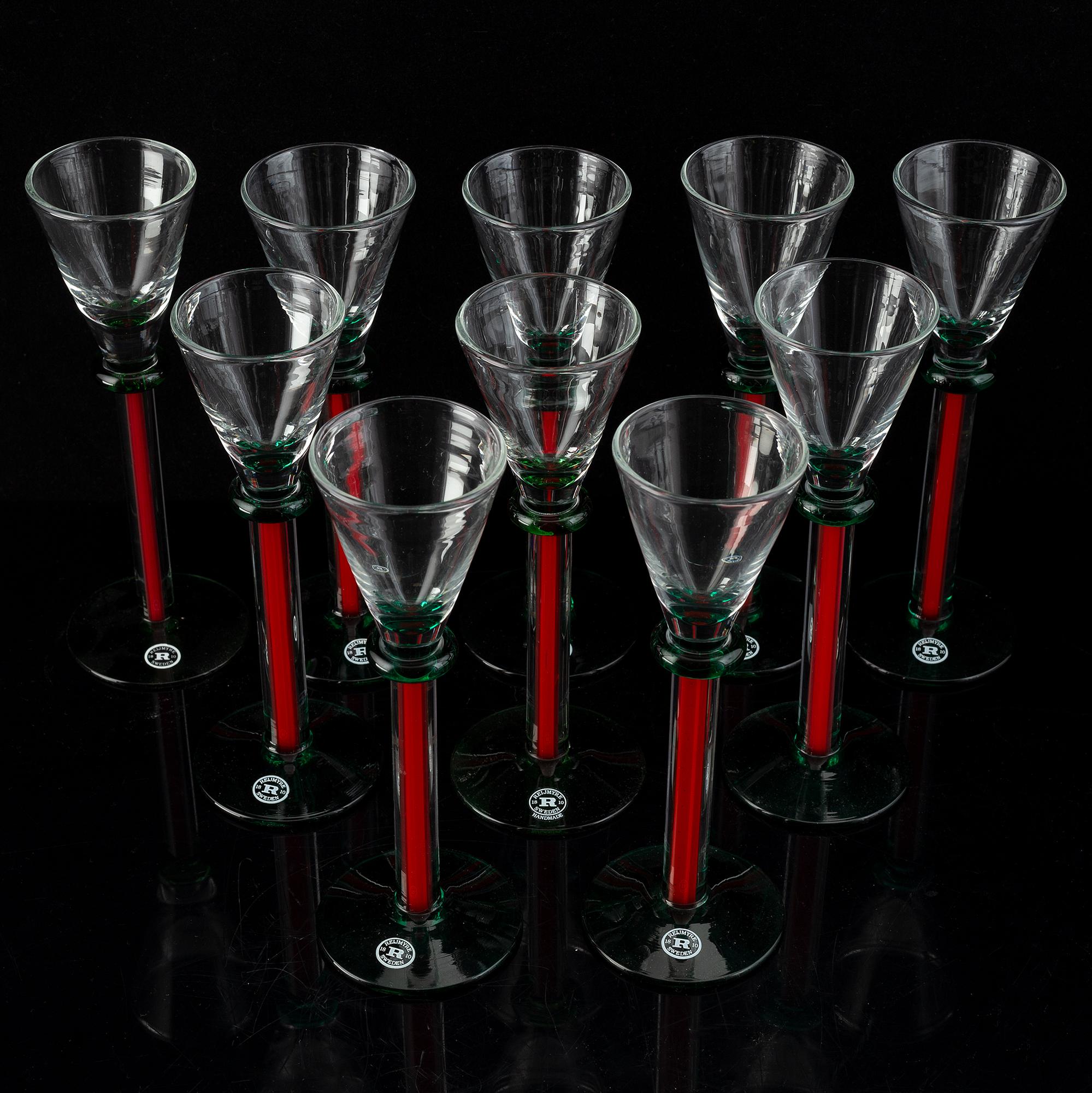 Glas, 12 stycken (10+2). Reijmyre, 1900-tal.