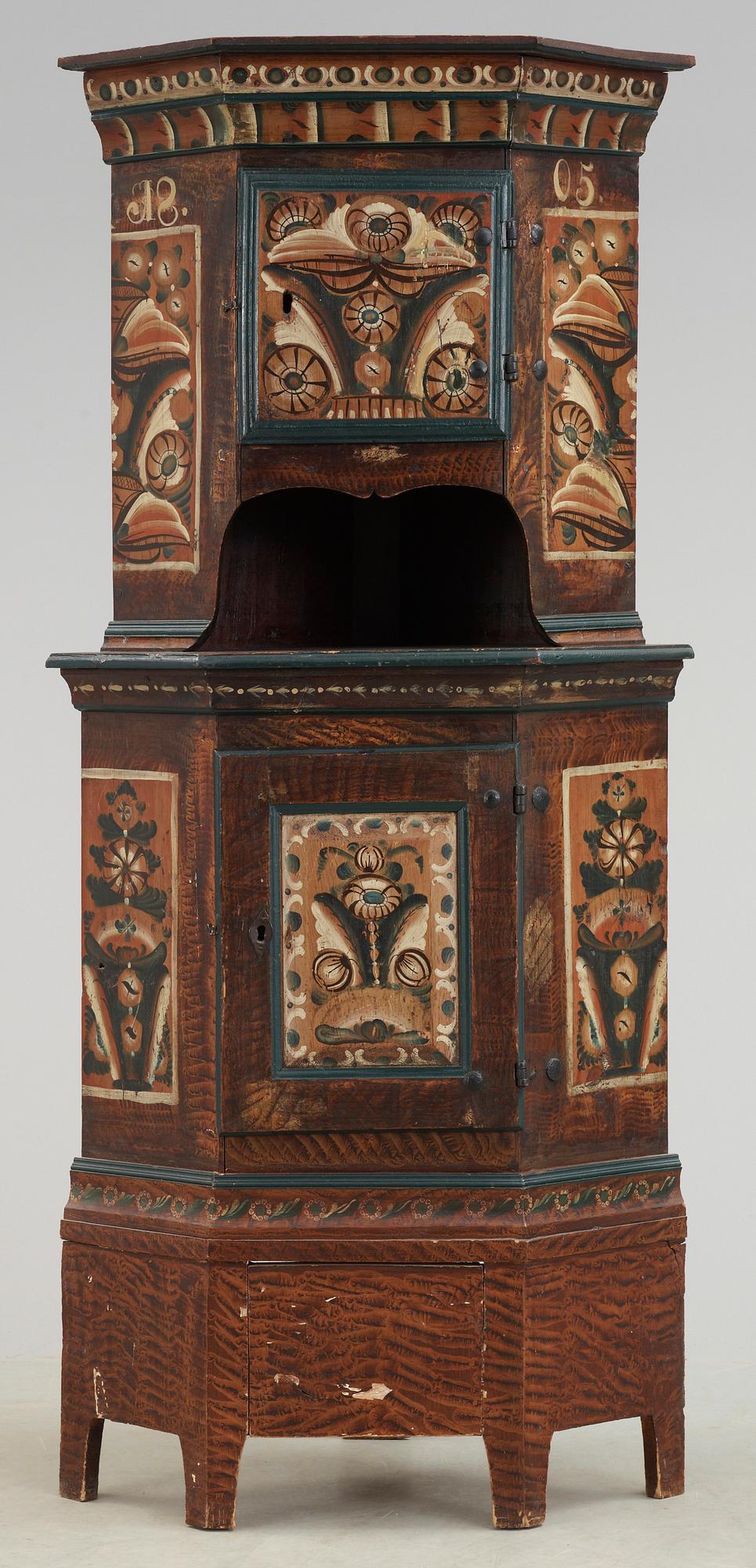 HÖRNSKÅP, allmoge, Dalarna, bär  datering 1805.