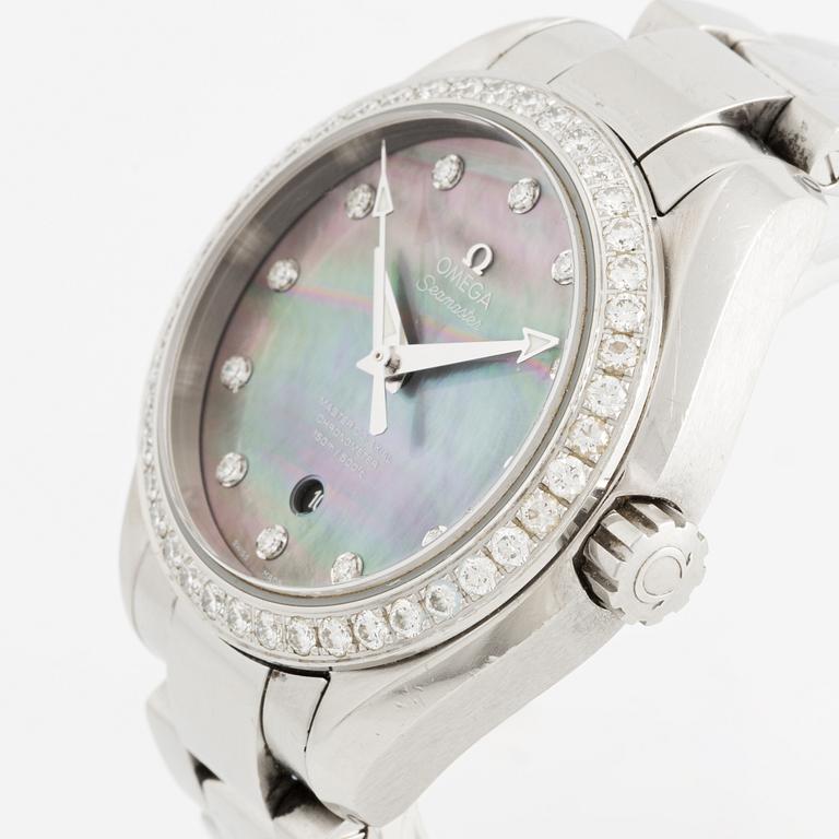 Omega, Seamaster, Aqua Terra 150M, Master Co-Axial 34, "Mother of Pearl Diamond Dial", 34 mm.