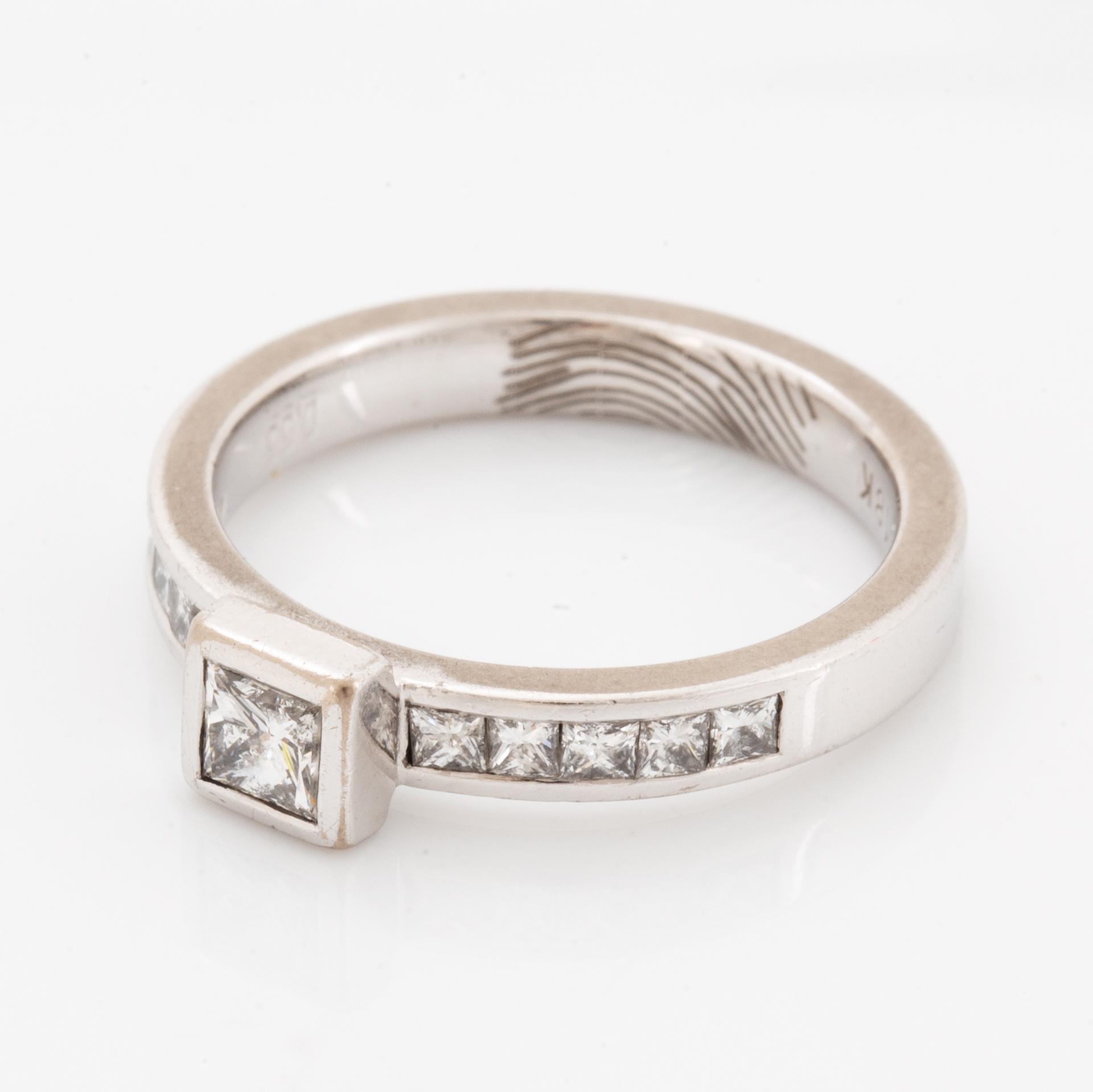 Princess-cut diamond ring.