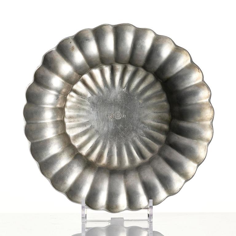Estrid Ericson, a pewter dish model "A 28", Svenskt Tenn, Stockholm, 1948.