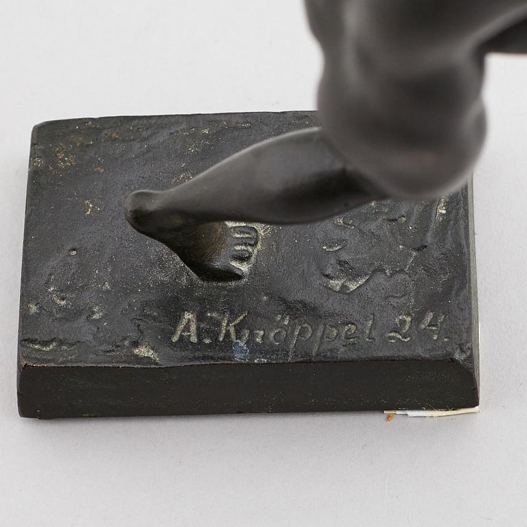 ARVID KNÖPPEL, Skulptur, brons, signerad och daterad -24. Gjutarstämpel. Höjd 20,5 cm.
