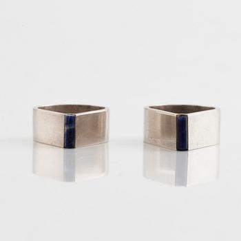 Uwe Moltke, two silver rings, Denmark, most likely 1970's.